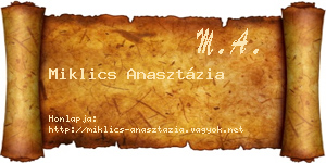 Miklics Anasztázia névjegykártya